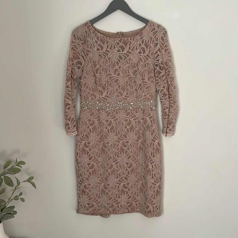 Jackie Jon‎ Lace Overlay Dress-Size 10 Beige